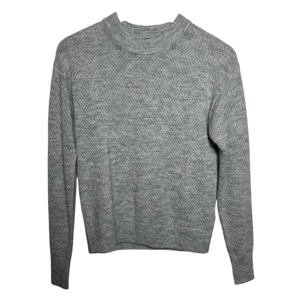 Quince Sweater Women XS Gray Baby Alpaca Wool Diamond Stitch Crewneck Knit